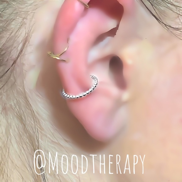 925S Beaded Ear Cuff Fake Cartilage Earring - Picture 3 of 7